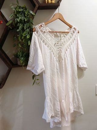 Vestido playa Calzedonia blanco T U