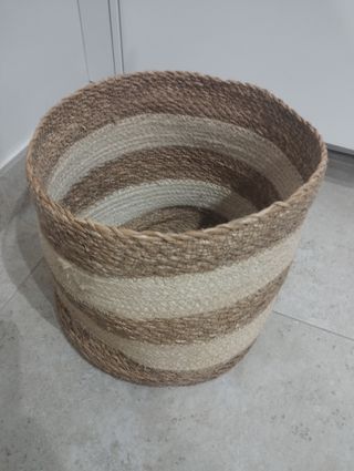 Cesto Cachepot in Juta Beige e Marrone