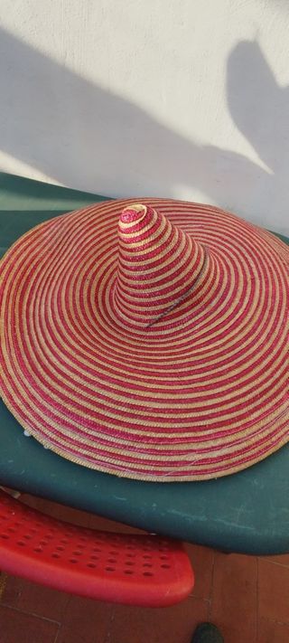 Sombrero Mexicano Rayas Rojas y Beige