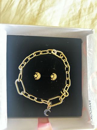 Conjunto Pandora Pulsera y Pendientes Luna