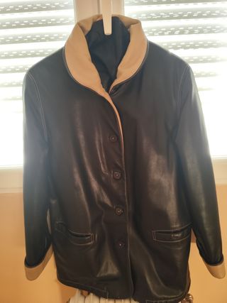 Chaqueta de piel mujer negra y beige