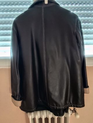 Chaqueta de piel mujer negra y beige