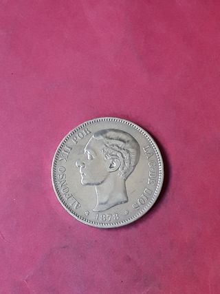 5 PESETAS PLATA 1878-EMM. ALFONSO XII