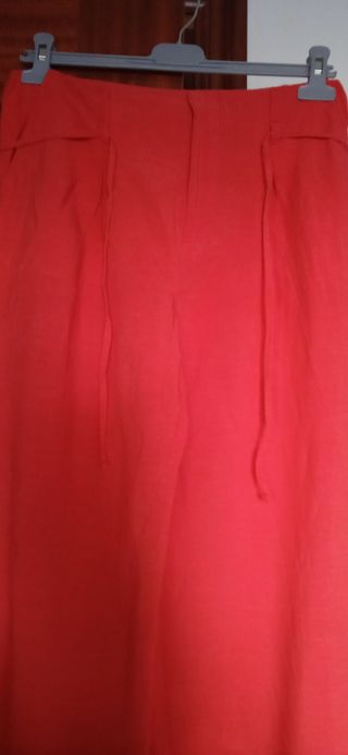 Pantalón ancho rojo coral 