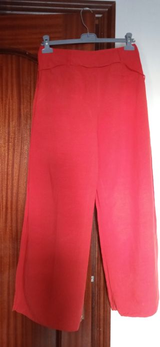 Pantalón ancho rojo coral 