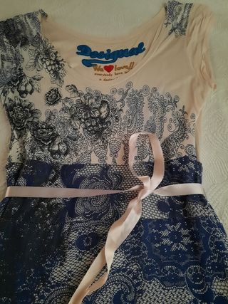 Vestido Desigual Beige y Azul