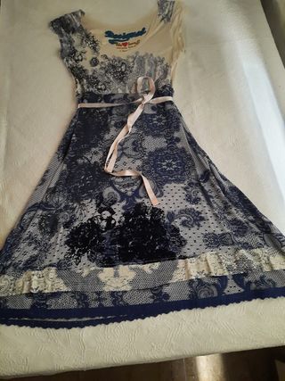 Vestido Desigual Beige y Azul