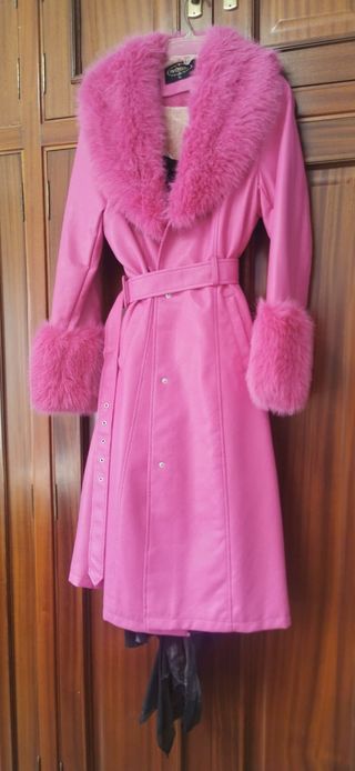 Abrigo Polipiel Rosa con Pelo Talla 44