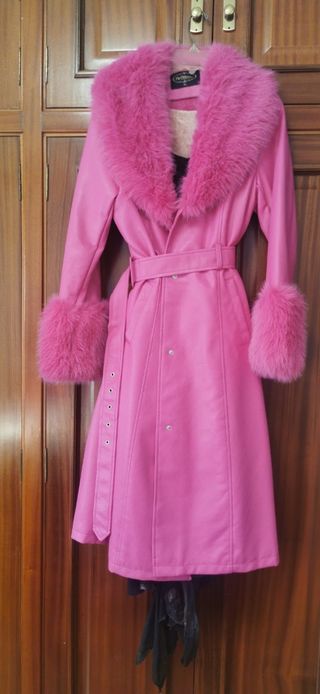 Abrigo Polipiel Rosa con Pelo Talla 44