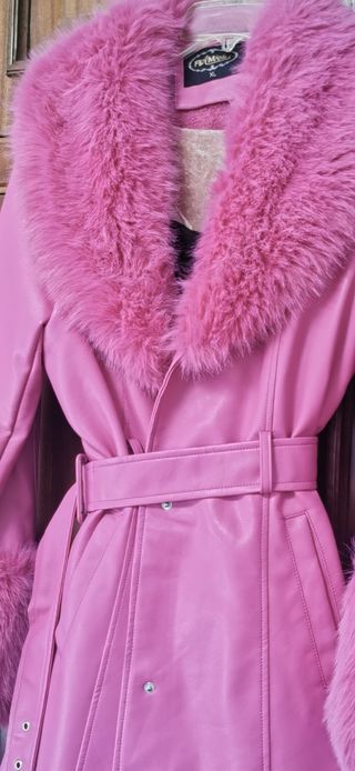 Abrigo Polipiel Rosa con Pelo Talla 44