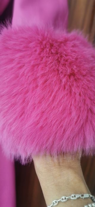 Abrigo Polipiel Rosa con Pelo Talla 44