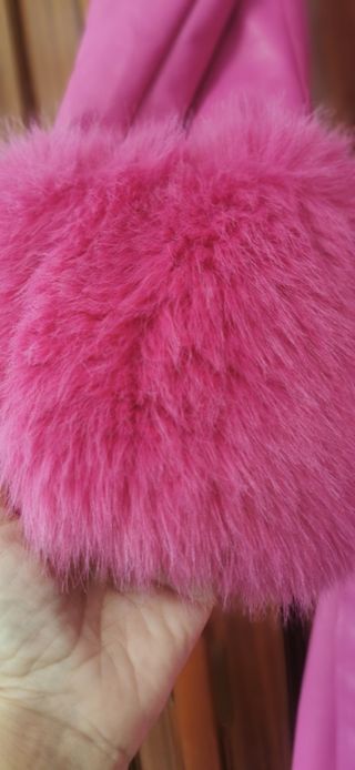 Abrigo Polipiel Rosa con Pelo Talla 44