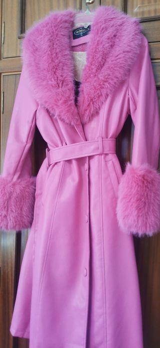 Abrigo Polipiel Rosa con Pelo Talla 44