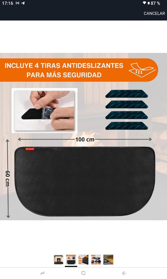 Alfombra ignífuga negra