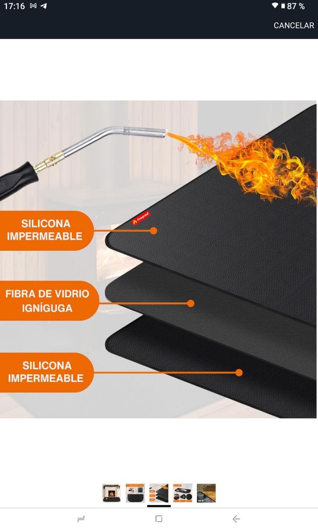 Alfombra ignífuga negra