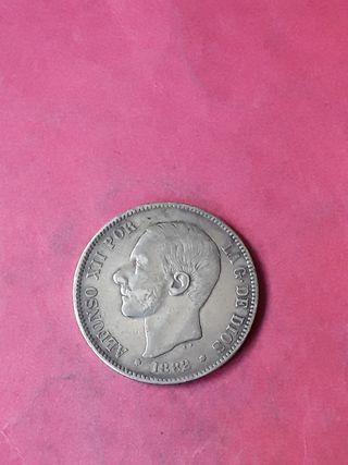 5 PESETAS PLATA 1882 ALFONSO XII