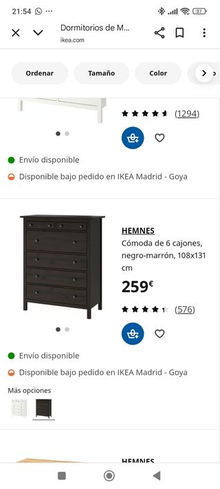 Cómoda HEMNES 6 cajones negro-marrón