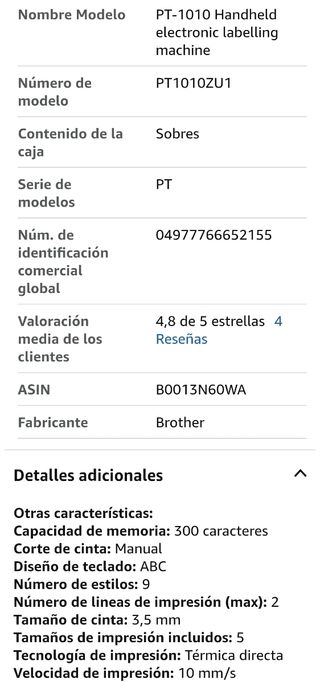 Impresora de etiquetas Brother P-Touch 1010 
