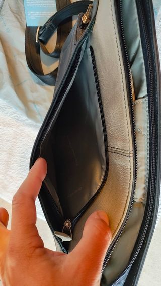 Borsa porta documenti Piquadro pelle blu/grigia