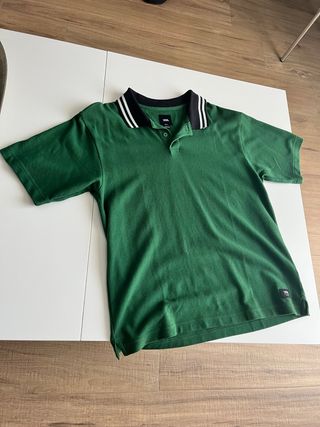 Polo Vans Verde Cuello Contraste Negro Vintage