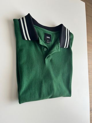 Polo Vans Verde Cuello Contraste Negro Vintage