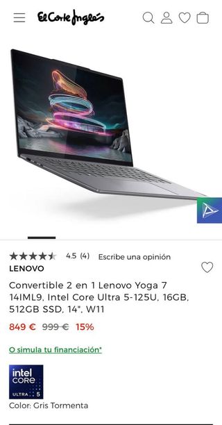 Lenovo Yoga 7 2in1 Gen 9 512GB Táctil pantalla 14