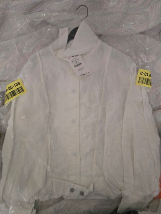 Chaqueta tejana blanca oversize M