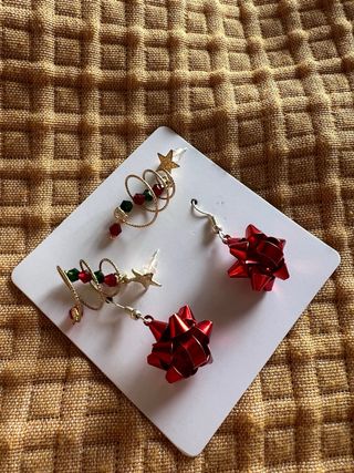 Pendientes Navidad árbol y lazo (2 modelos)