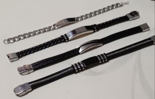 Lote 4 Pulseras Hombre Cuero y acero.