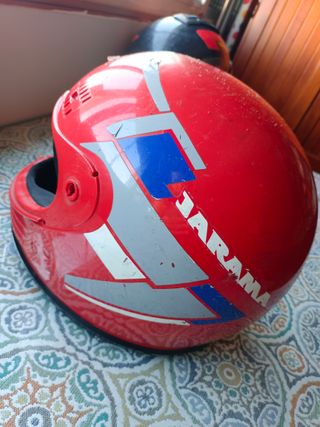 Casco Moto Antiguo Rojo JARAMA