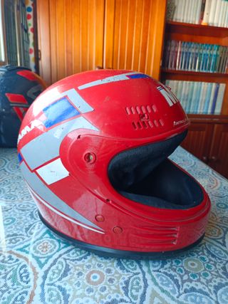 Casco Moto Antiguo Rojo JARAMA