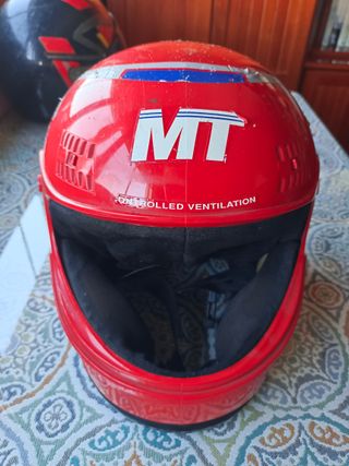 Casco Moto Antiguo Rojo JARAMA