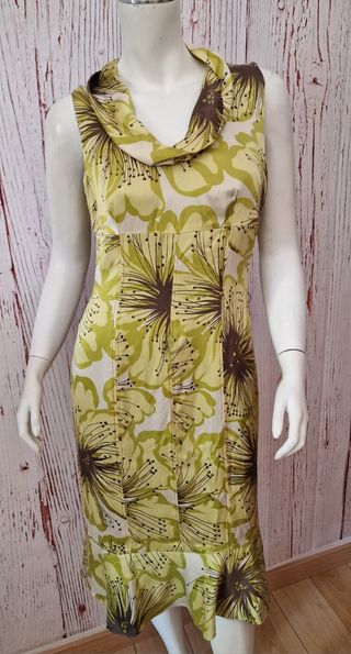 Vestido Seda Carolina Herrera Floral Vintage