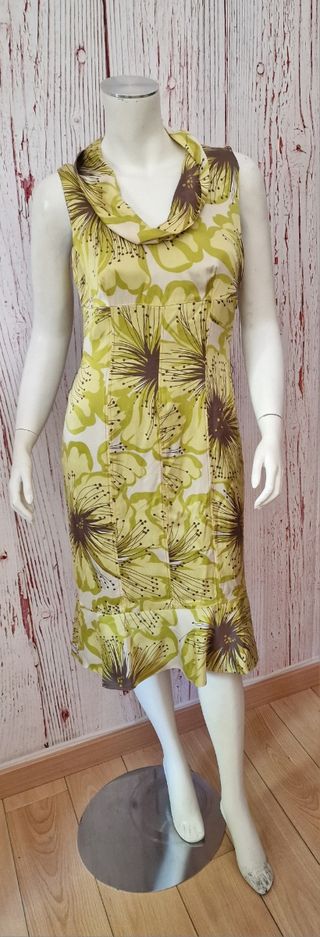 Vestido Seda Carolina Herrera Floral Vintage