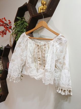 Camiseta hippie talla única beige