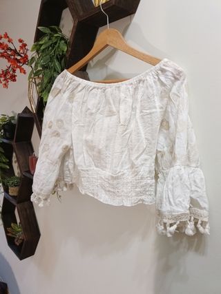 Camiseta hippie talla única beige