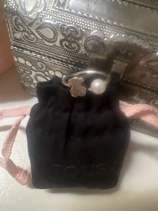 Anillo Tous Oso y Perla Ajustable