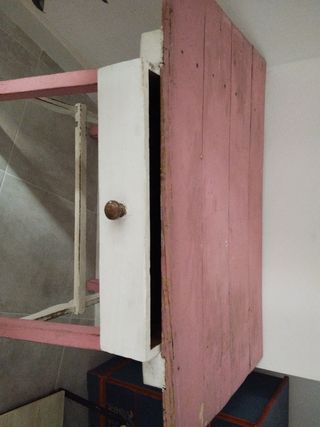 Mesa Tocinera Madera Rosa y Blanca