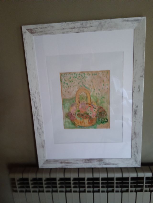 Acuarela firmada a mano con marco