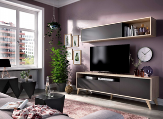 Mueble de Salón Tv Bonn 180cm. Natural y Grafito