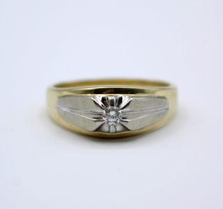 Anillo Oro 10kt Blanco y Amarillo Diamante