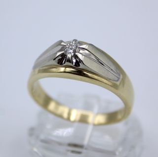 Anillo Oro 10kt Blanco y Amarillo Diamante