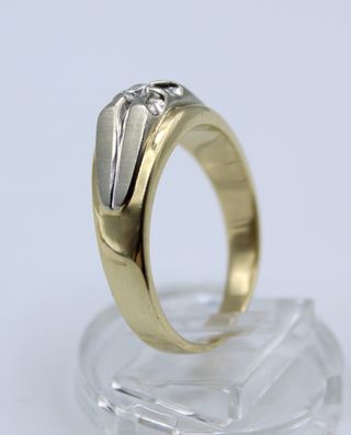 Anillo Oro 10kt Blanco y Amarillo Diamante