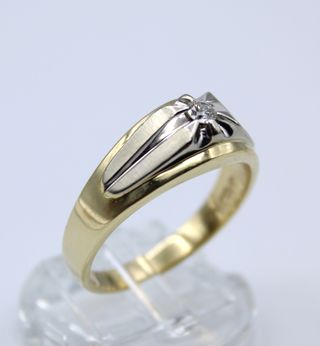 Anillo Oro 10kt Blanco y Amarillo Diamante