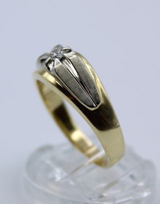 Anillo Oro 10kt Blanco y Amarillo Diamante