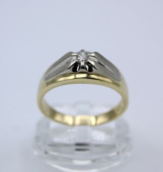 Anillo Oro 10kt Blanco y Amarillo Diamante