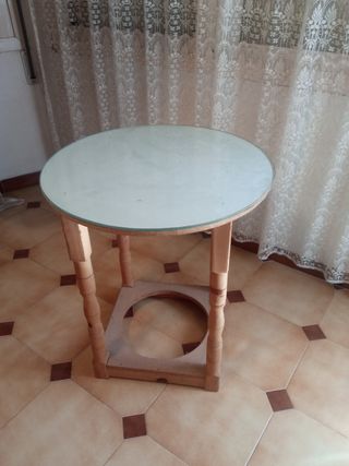Mesa camilla 50cm diámetro con cristal