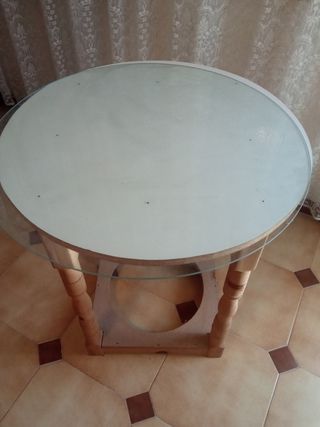 Mesa camilla 50cm diámetro con cristal