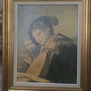 Antico dipinto a olio su tela