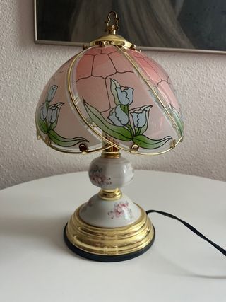 Lámpara de mesa cristal y porcelana